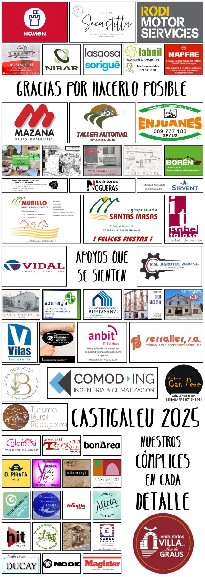 Lista de patrocinadores Gracias por vuestra colaboración